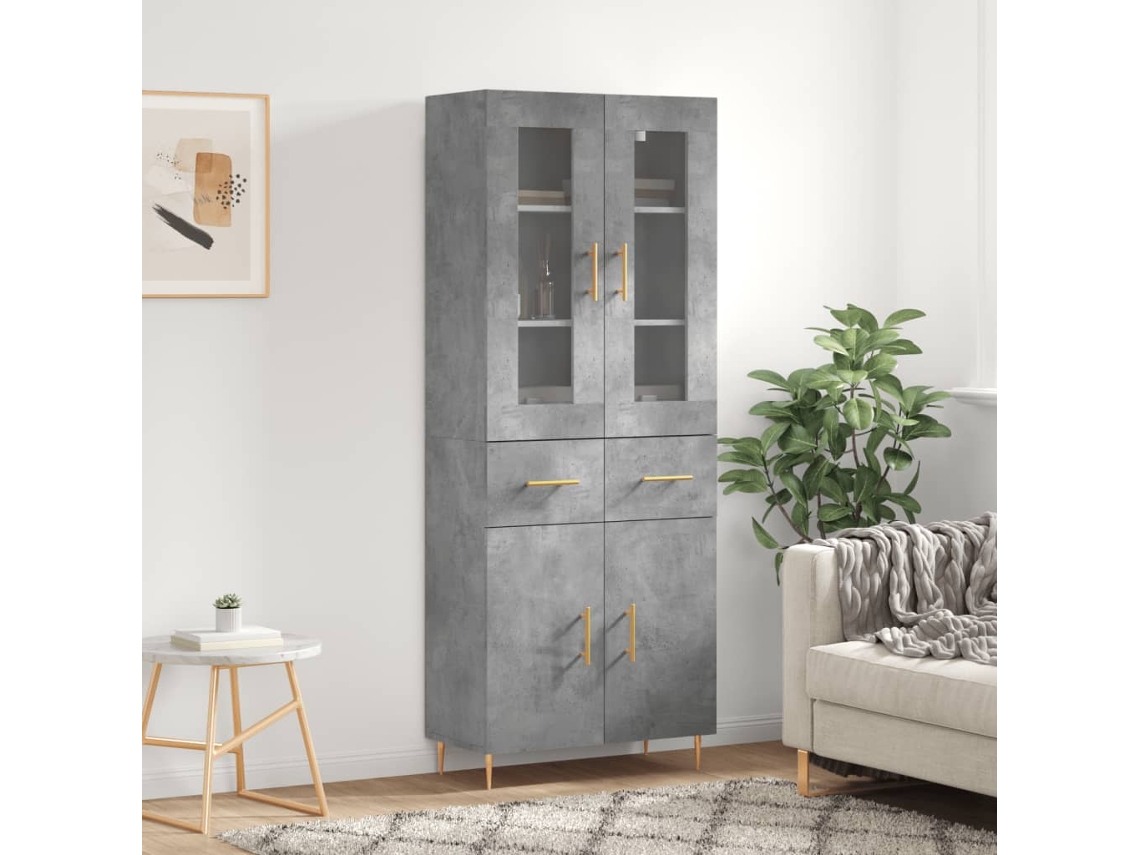Vidaxl Armário Alto 69,5x34x180 Cm Derivados De Madeira Cinza Cimento