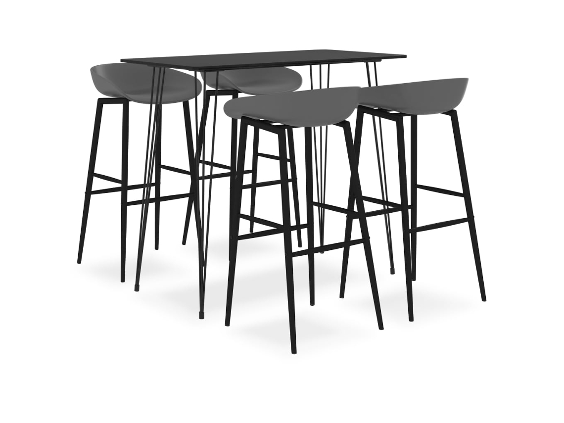 Vidaxl 5 Pcs Conjunto De Bar Preto E Cinzento