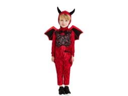 Fato de diabrete vermelho com bandana e asas para bebé e criança