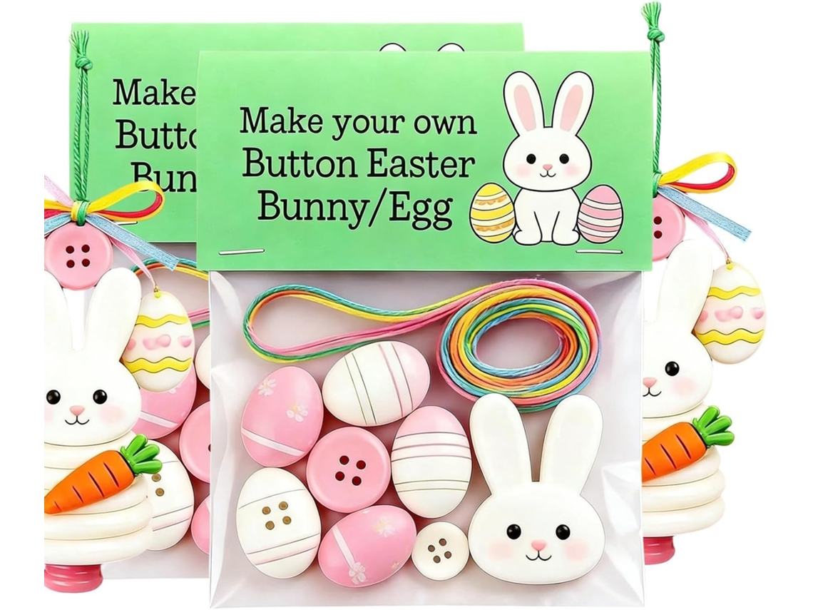 Kits De Decoração De Páscoa Com Botões: Coelhinho E Casinha De Ovos |