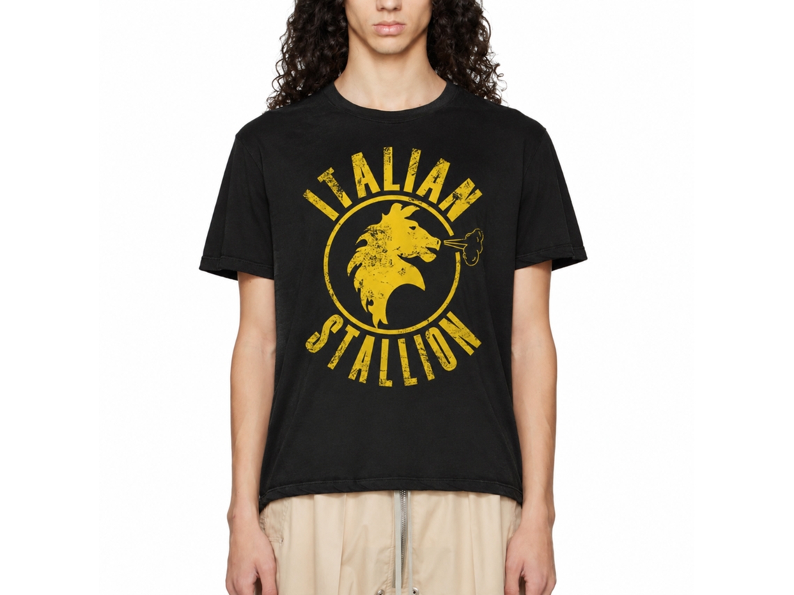 Rockinstone Rocky Movie Black Stallion Black Adult T-shirt Size:m