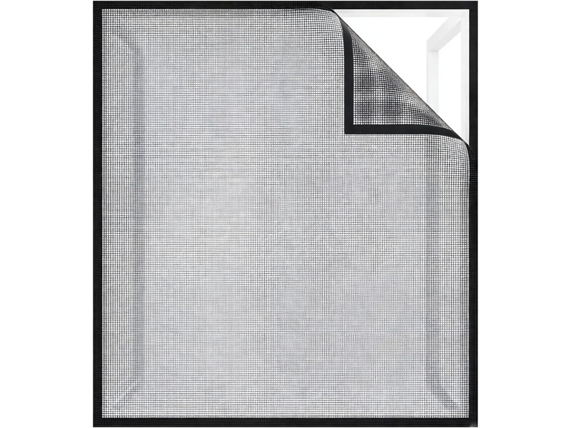 Tela Mosquiteira Para Janela, 100x 130cm 39, 4x 51, 2pol, Preta, Autoadesiva, Poliéster, Malha Fina, Fácil De Instalar