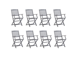 Maison Exclusive - Cadeiras De Exterior Dobráveis 8pcs C/ Almofadões Acácia Maciça