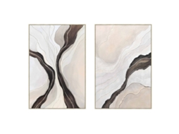 Pintura Home Esprit Preto Bege Abstrato Urbana 80 X 3,7 X 120 Cm (2 Unidades)