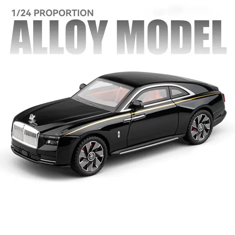 (preto) Miniatura Do Carro Phantom Em Escala 1:24 Com Luzes, Música E Fundo Estrelado.