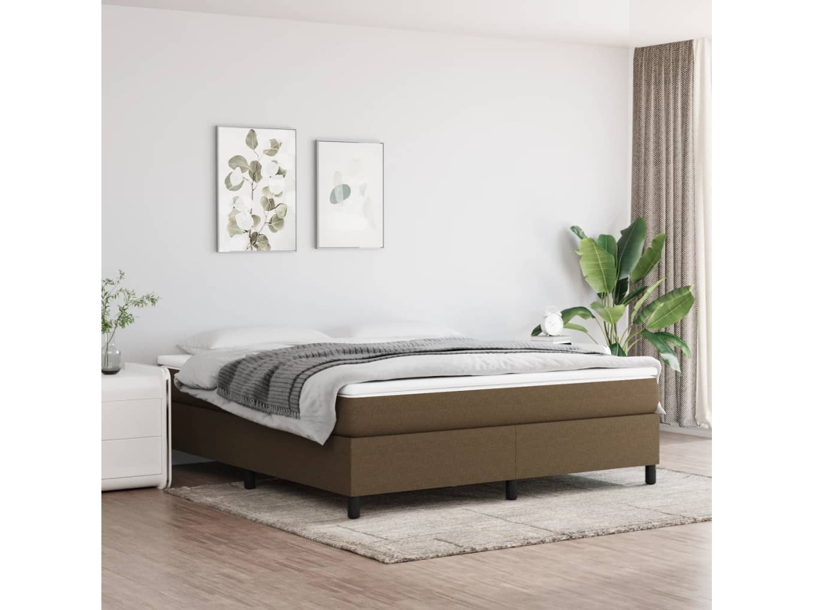 Vidaxl Cama Com Molas/colchão 180x200 Cm Tecido Castanho-escuro