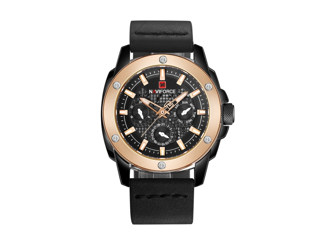 Relógio de Pulso Masculino À Prova D'água de Quartzo com Pulseira Pu Preto+marrom