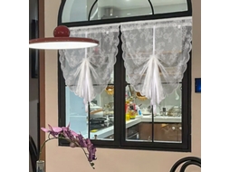 Persianas Venezianas De Renda Floral, Persianas Romanas Transparentes Com Amarração, Pequenas Cortinas Decorativas Para Janelas (2 Peças, 130x75cm)