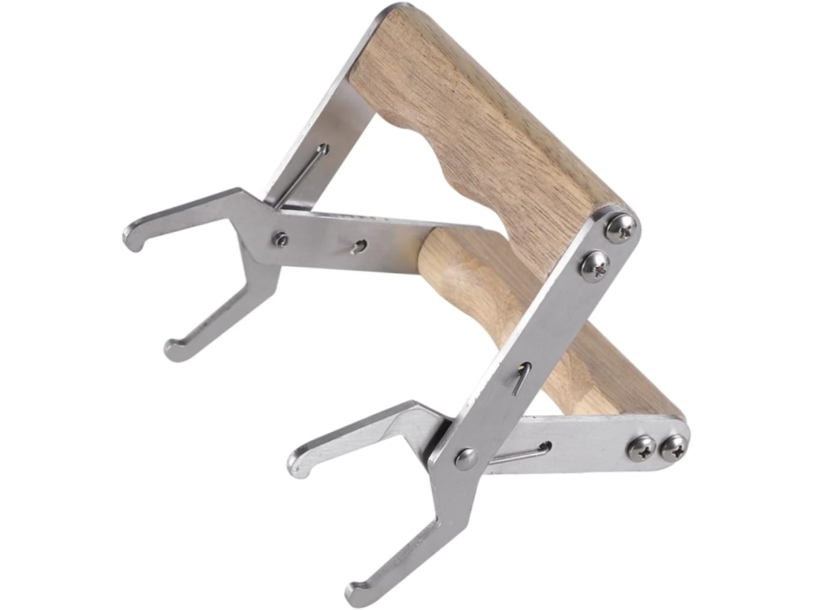 Suporte para Quadros de Colmeia Inoomp: Levantador Robusto com Cabo de Madeira e Fabricado em Aço Inoxidável para CHABERLU