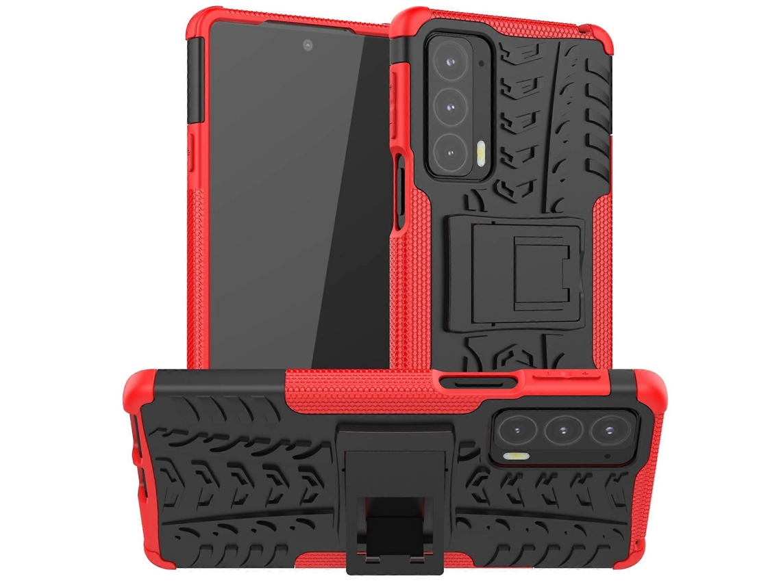 Capa Protetora De Tpu+pc Com Textura De Pneu E Resistente A Impactos Para Motorola Edge 20, Com Suporte.