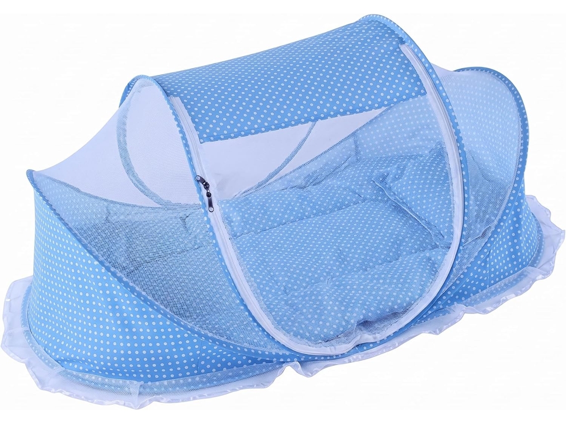 Tenda De Berço Para Bebê, Tenda De Praia Pop Up Em Tela Para Bebê Com Travesseiro E Cobertor, Não Requer Montagem, Azul
