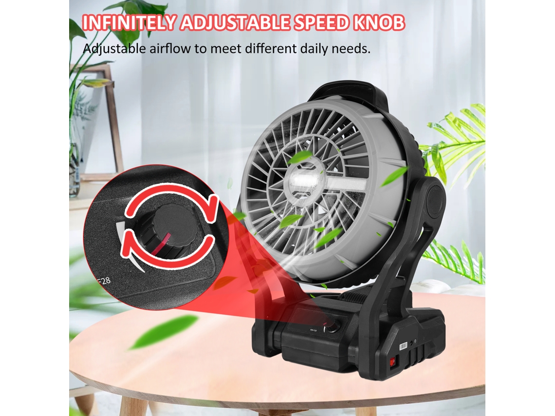 Ventilador Led Camping Recarregável 4000mah Luz Ajustável