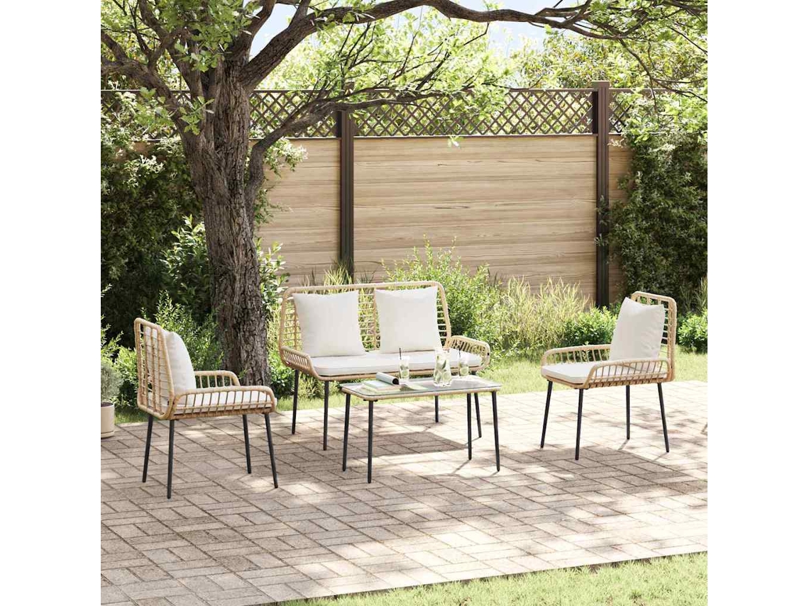 Vidaxl Conjunto de Jantar para Jardim 3 Pcs Marrom e Creme Vime Pe