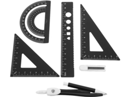 Conjunto De Réguas Desenho Multifuncionais Em Metal Preto
