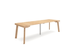 Mesa Consola Extensível, 262x90x73cm, Para 12 Pessoas, Pés De Madeira, Carvalho