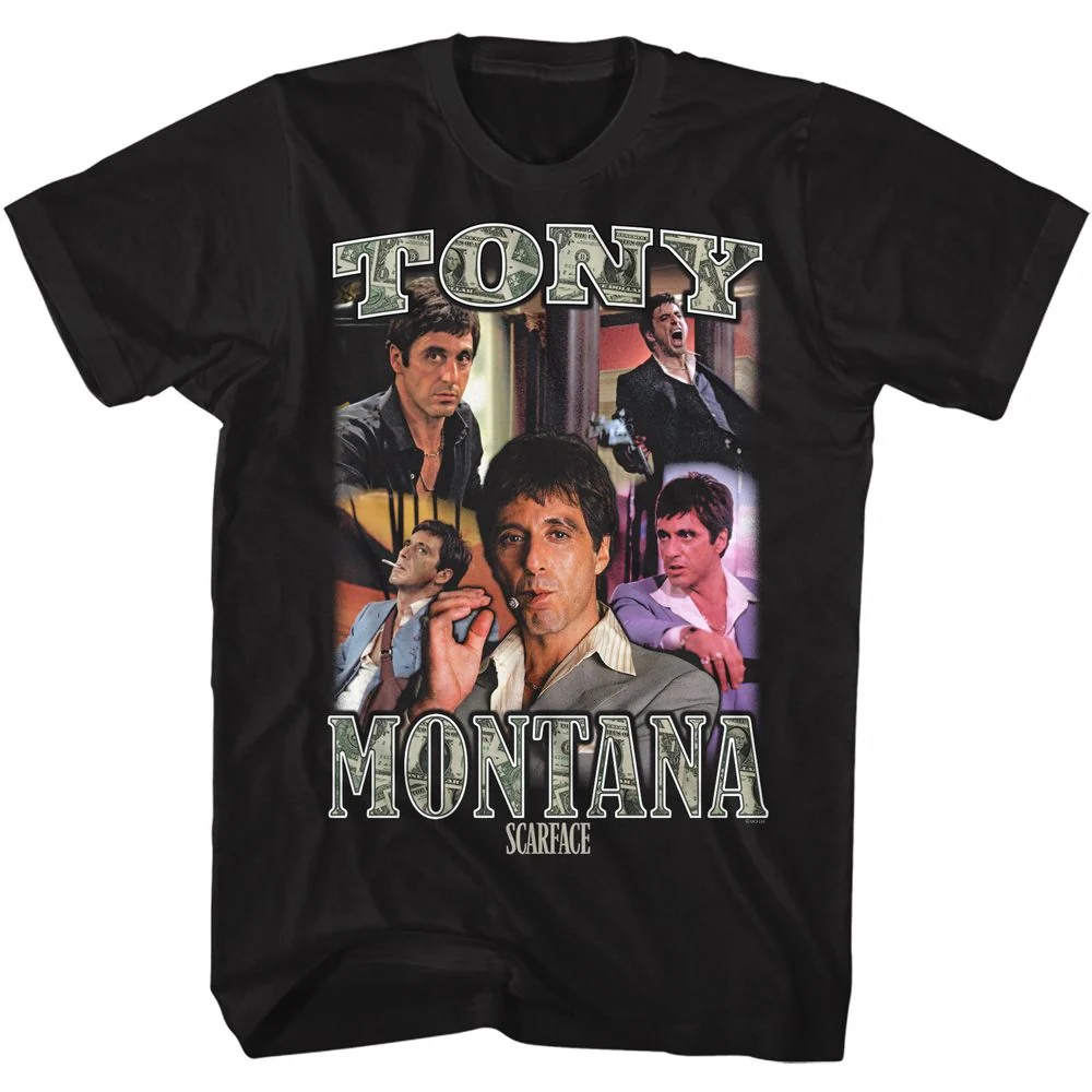 Rockinstone Scarface Movie Collage 2 Black Adult T-shirt Size:xl