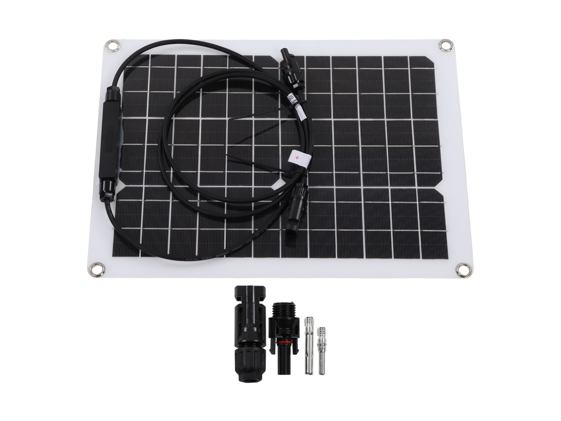 Painel Solar Flexível Monocristalino 15w 12v Portátil para Carregamento de Baterias Camping Casa Rv | S/MARCA