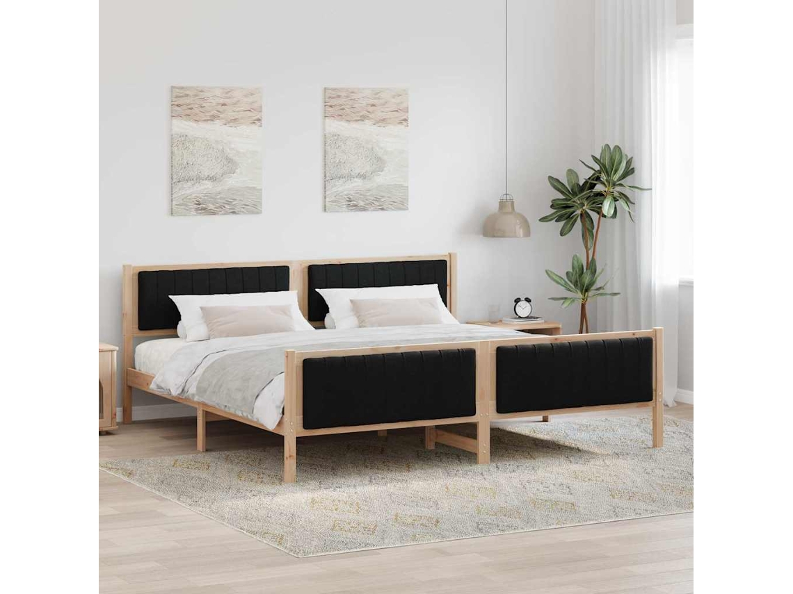 Vidaxl Estrutura Da Cama Com Cabeceira Castanho E Preto 200 X 200 Cm