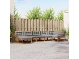 Vidaxl Conjunto De Sofás Para Exterior 7 Pcs Cinza Natural E Claro