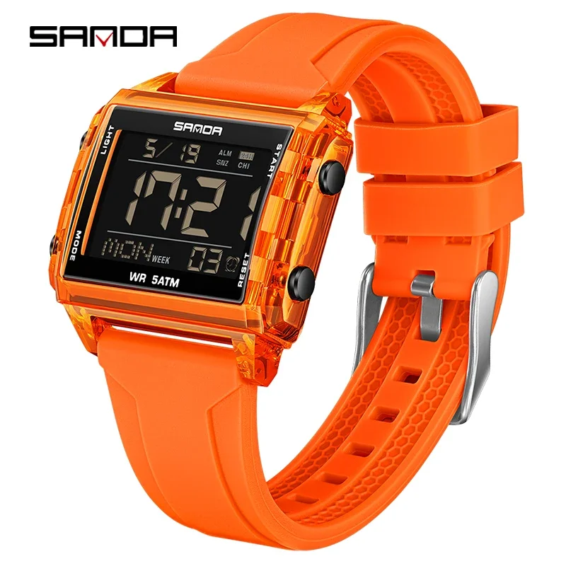 Relógio de Pulso Esportivo Digital Led Estiloso para Estudantes, À Prova D'água. MDUG (laranja)