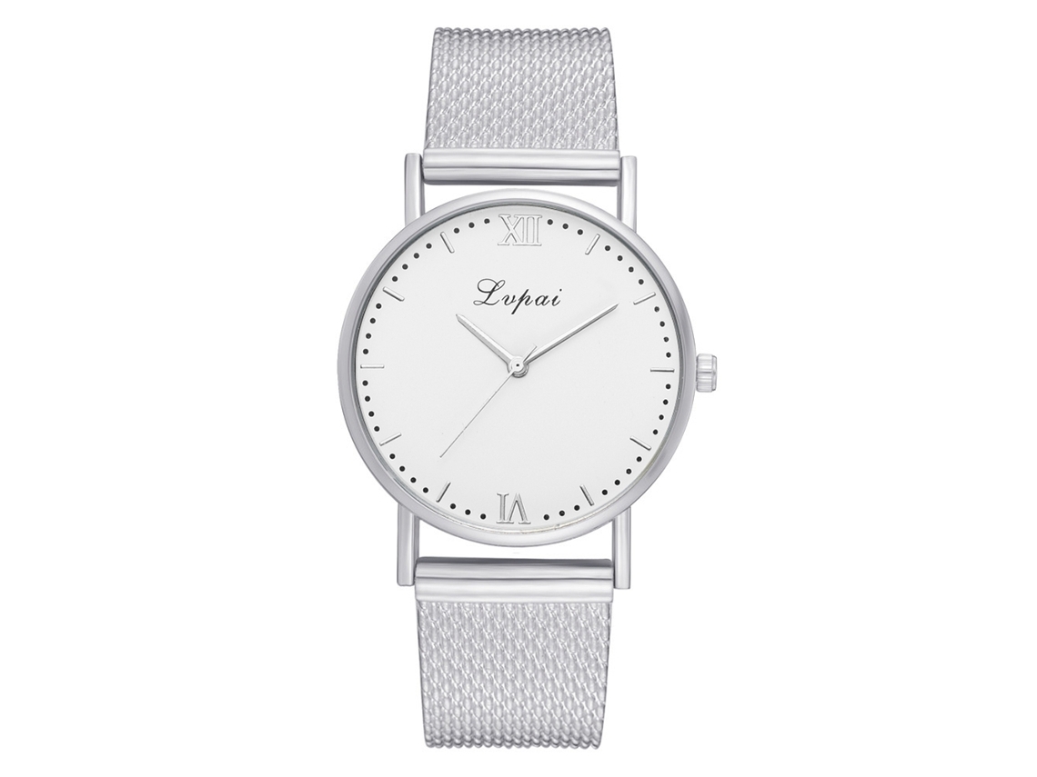 Relógio de Pulso Feminino Elegante Lvpai de Quartzo Casual com Pulseira de Silicone Prata