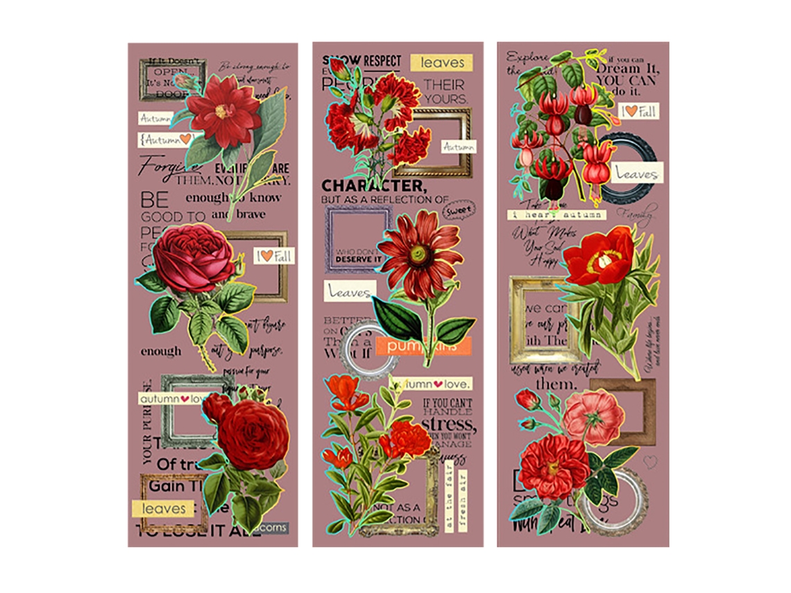 40pcs Adesivos de Tema de Folhas Pet para Manual, DIY, Decoração de Plantas Naturais