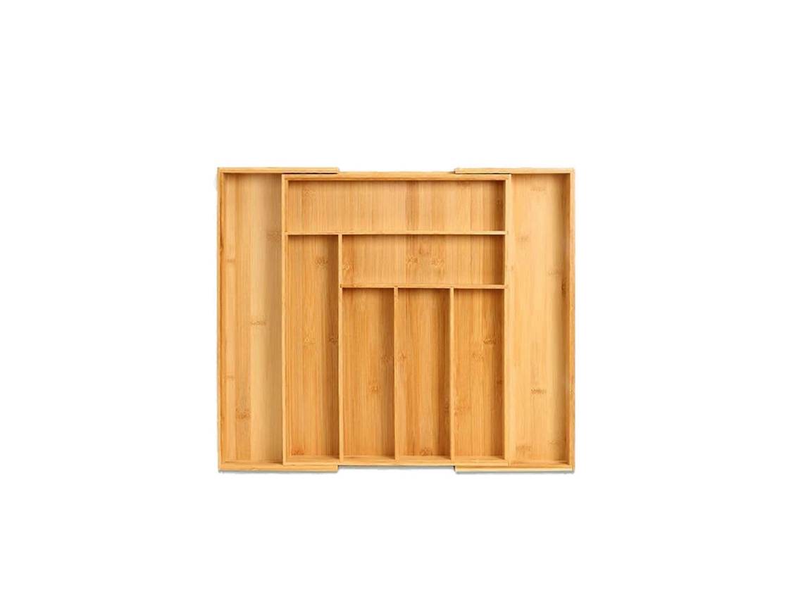 Caixa de talheres de bambu ajustável Slowmoose, estilosa e prática, organizadora de gavetas de cozinha, acessórios para casa