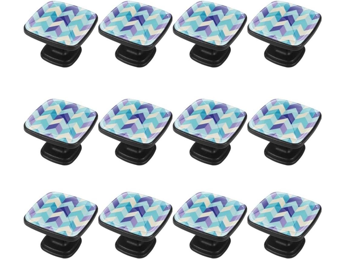 Puxadores Quadrados Para Armários De Cozinha, Puxadores Para Armários E Gavetas, 12 Peças, Estilo Tridimensional Azul E