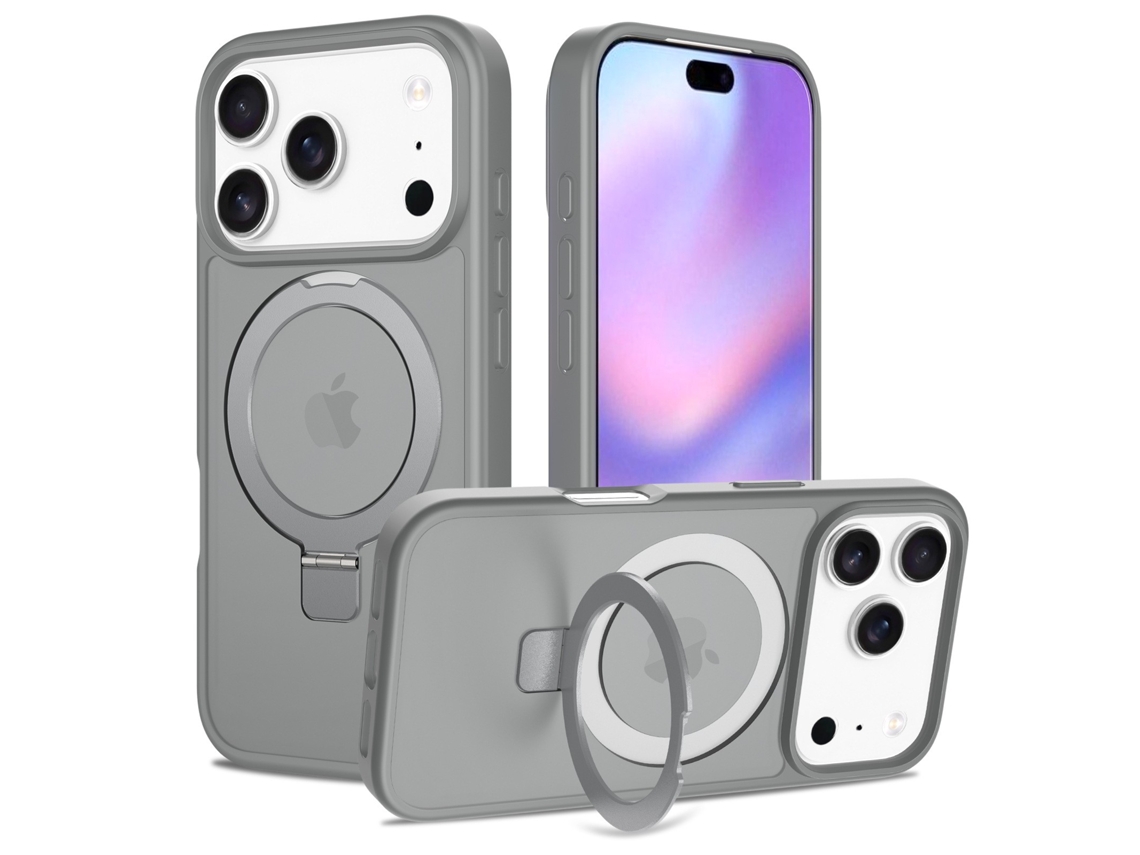 Capa Para Iphone 17 Pro Com Suporte, Proteção Contra Quedas, Cinza Escuro