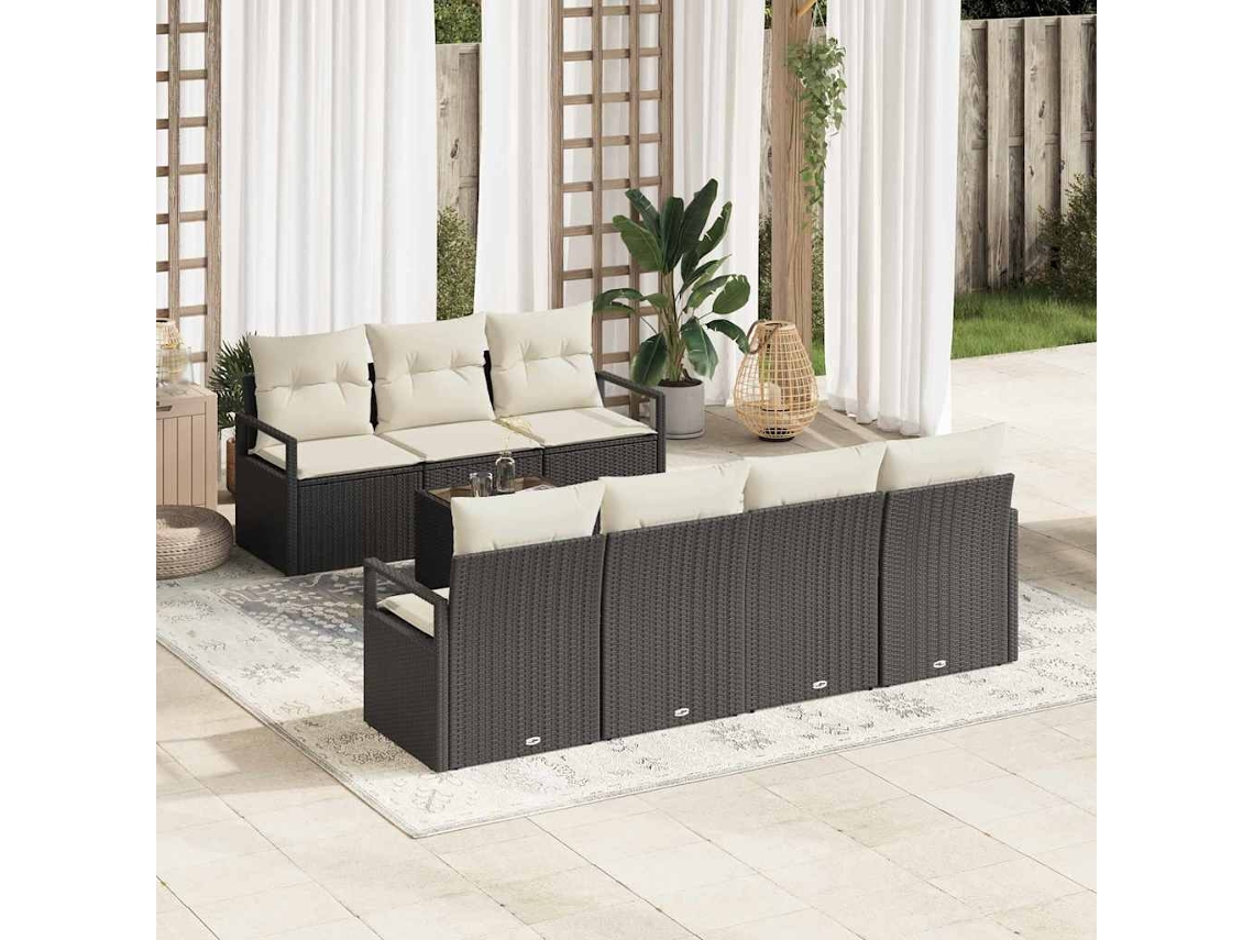 Vidaxl Conjunto De Sofás 8 Unid. 7-número De Lugares Preto E Creme