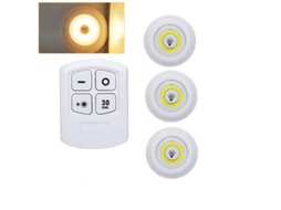Luz Noturna Cobled Super Brilhante de 5w com Controle Remoto Sem Fio e Regulador de Intensidade. MDUG (conjunto de 3 Peças com Luz Quente)