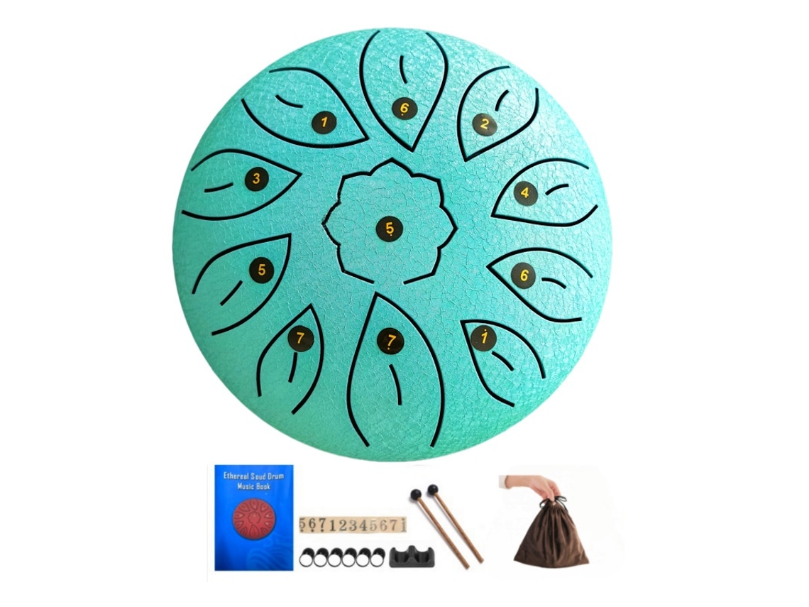 Elysve Handpan Drum De 6 Polegadas Com 11 Notas Em Menor Para Criança Com Baquetas (verde Claro)