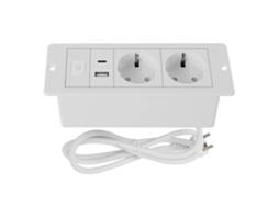 Régua De Tomadas Embutida 2025 Com 3 Usb Tipo C, Interruptor E Cabo Inclusos, Ideal Para Bancadas, Mesas Conferência, Escritórios Residências.