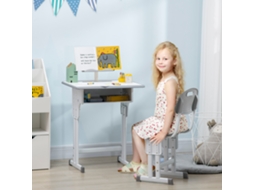 Conjunto Mesa e Cadeira Infantil Cinza Regulável | S/MARCA