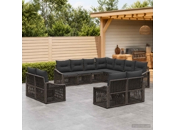 Vidaxl Conjunto De Sofá De Jardim 11 Unid. Cinzento Vime Pe
