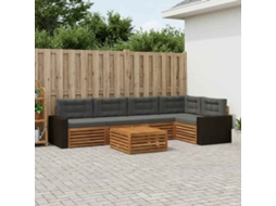 Vidaxl Conjunto De Sofás Para Exterior 6 Unid. Natural E Antracite