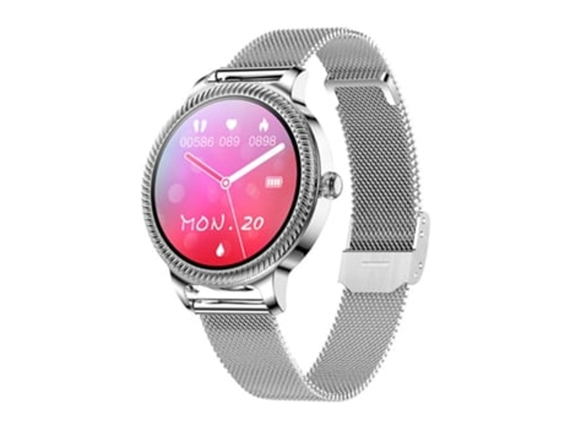 Smartwatches Chronus Pulseira Feminina Inteligente com Toque de 1 09 Polegadas Ip68 À Prova D'Água Prata AUJEZON