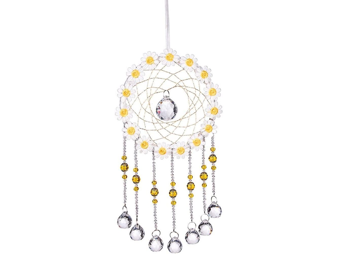 Cristal Amarelo Soneca Flor Cristal Bola Prisma Pendente Árvore Da Vida
