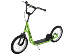 Trotinete Com Guiador Ajustável 2 Pneus De Borracha Insufláveis Com Travagem Dupla E Rodas 16" 139x58x90-96 Cm Verde