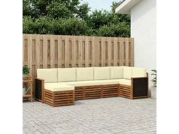Vidaxl Conjunto De Sofá Sectional Com Almofada 6 Pcs Natural E Creme
