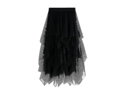 Saia Longa de Malha com Cintura Elástica Feminina Estilo Fresh e Doce Tamanho 60 100cm Jxsm8063 Negro
