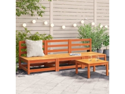 Vidaxl Sofás Sem Braços Para Jardim 3 Pcs Pinho Maciço Castanho-mel