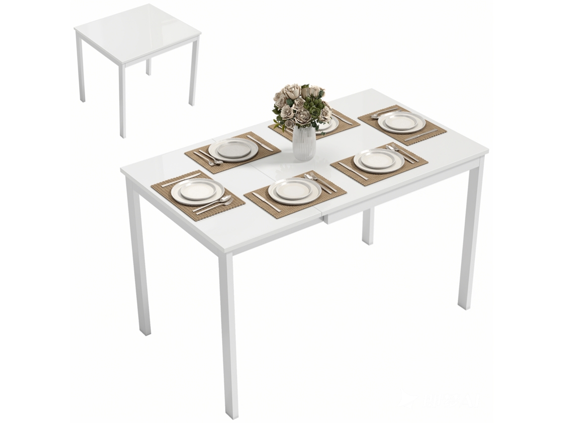 Mesa De Jantar Retangular Extensível Que Economiza Espaço, 80-120 Cm, Branca