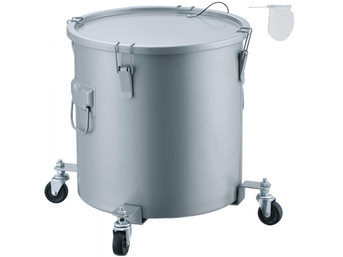 Contentor De Óleo Usado 30l Com Rodas E Tampa Tekmaquinas | Depósito Portátil De Óleo Com Filtro Tekmaquinas | Balde Para Fritadeira 30l Com Rodízios