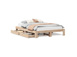 Cama Sem Colchão 140x190 Cm Madeira de Pinho Maciça MAISON EXCLUSIVE