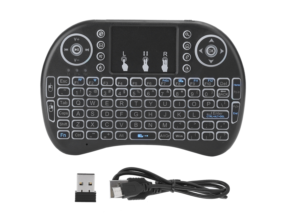 Fly Mouse Mini RGB Mouse com luz de fundo de sete cores, teclado touchpad sem fio de 2,4 GHz, Slowmoose de tamanho pequeno