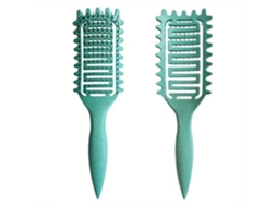 Escova Modeladora com Cerdas Ocas de Javali para Criar Cachos e Manter o Cabelo no Lugar. MDUG (verde)