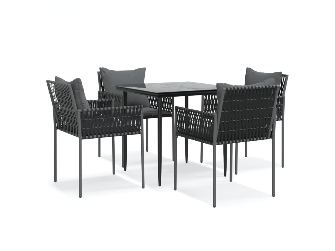 Conjunto de 5 Jantar para Jardim com Almofadões Vime Pe e Aço MAISON EXCLUSIVE (5pcs)