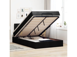 Vidaxl Cama Otomana Com Colchão 120x200 Cm Tecido Preto