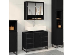 Vidaxl Armário De Banheiro Carvalho Preto 80 X 33 X 60 Cm